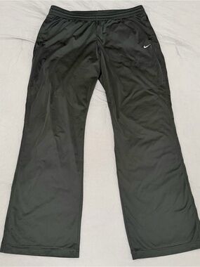 Nike Vintage Dark Grey Track Pants with White Piping Accents & Pockets Size XL